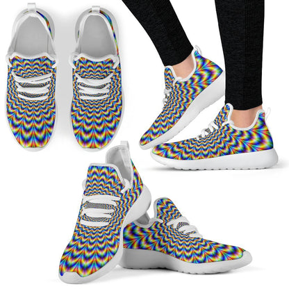 Psychedelic Wave Optical Illusion Mesh Knit Shoes GearFrost