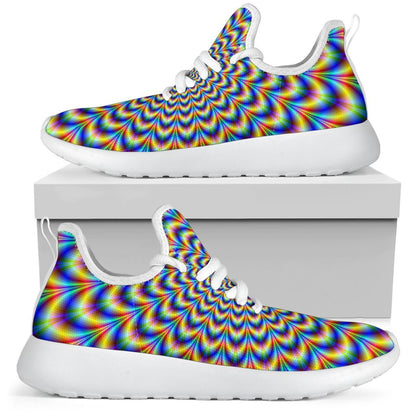 Psychedelic Wave Optical Illusion Mesh Knit Shoes GearFrost