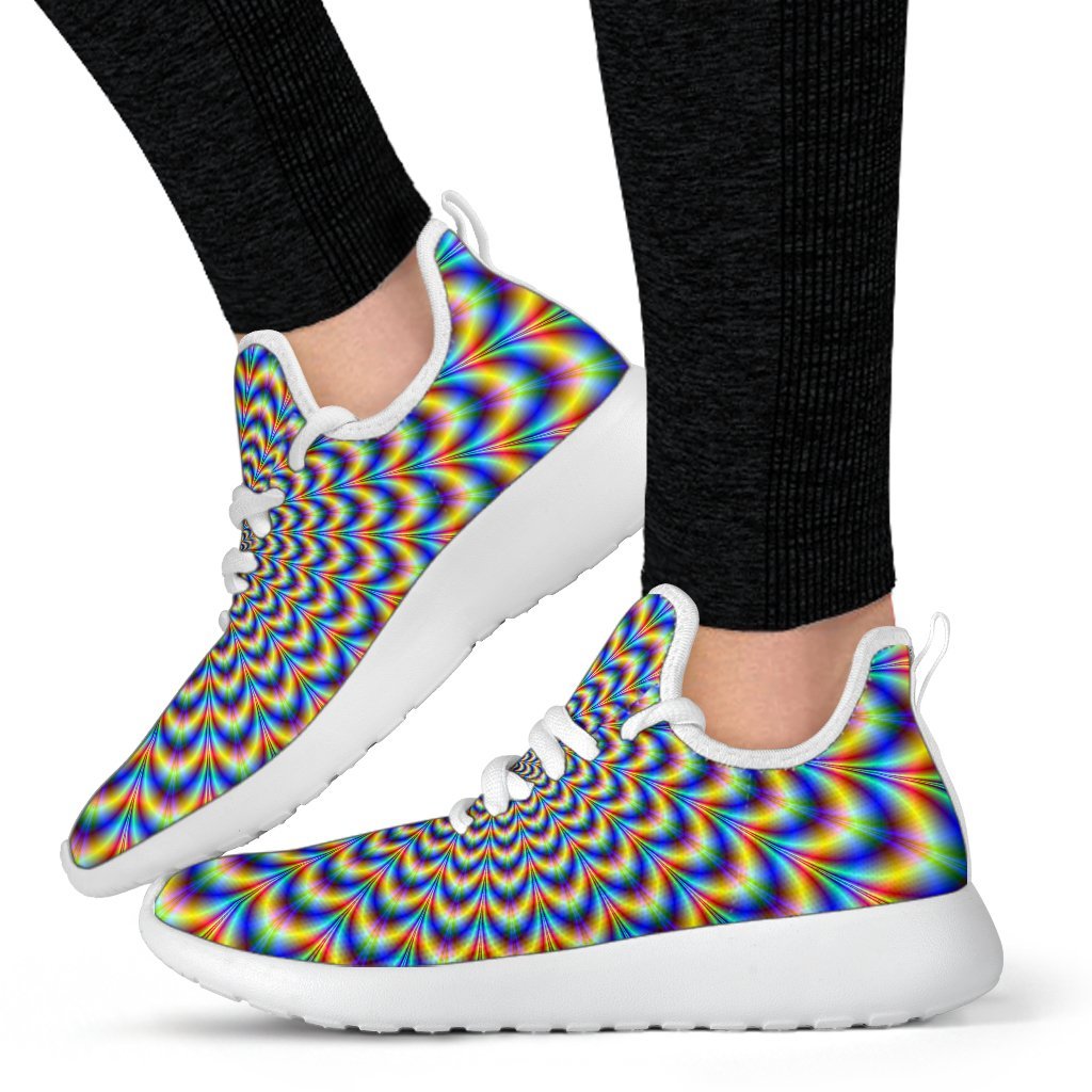 Psychedelic Wave Optical Illusion Mesh Knit Shoes GearFrost