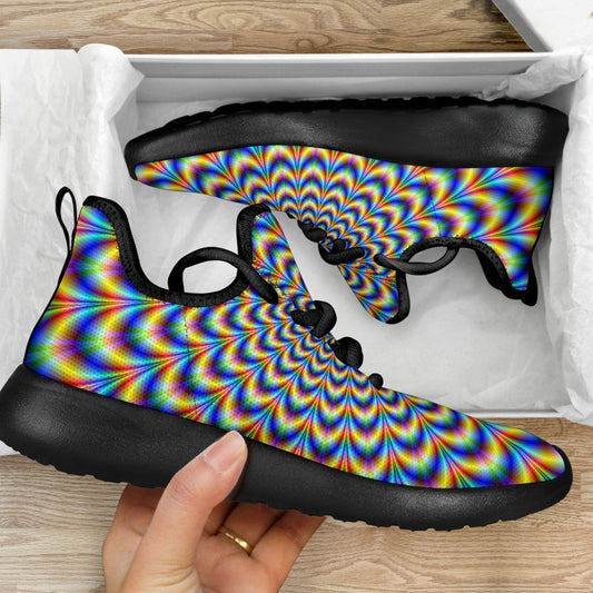 Psychedelic Wave Optical Illusion Mesh Knit Shoes GearFrost