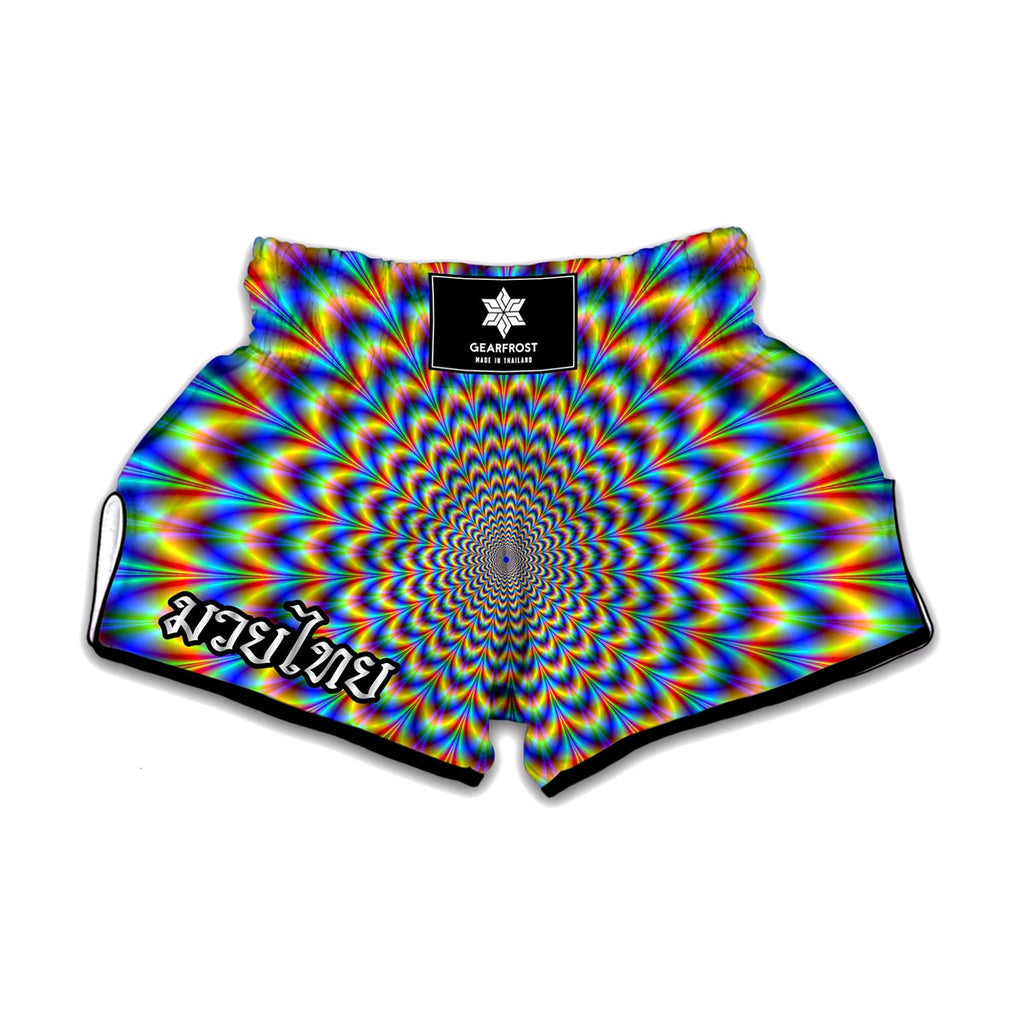 Psychedelic Wave Optical Illusion Muay Thai Boxing Shorts