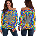 Psychedelic Wave Optical Illusion Off The Shoulder Sweatshirt