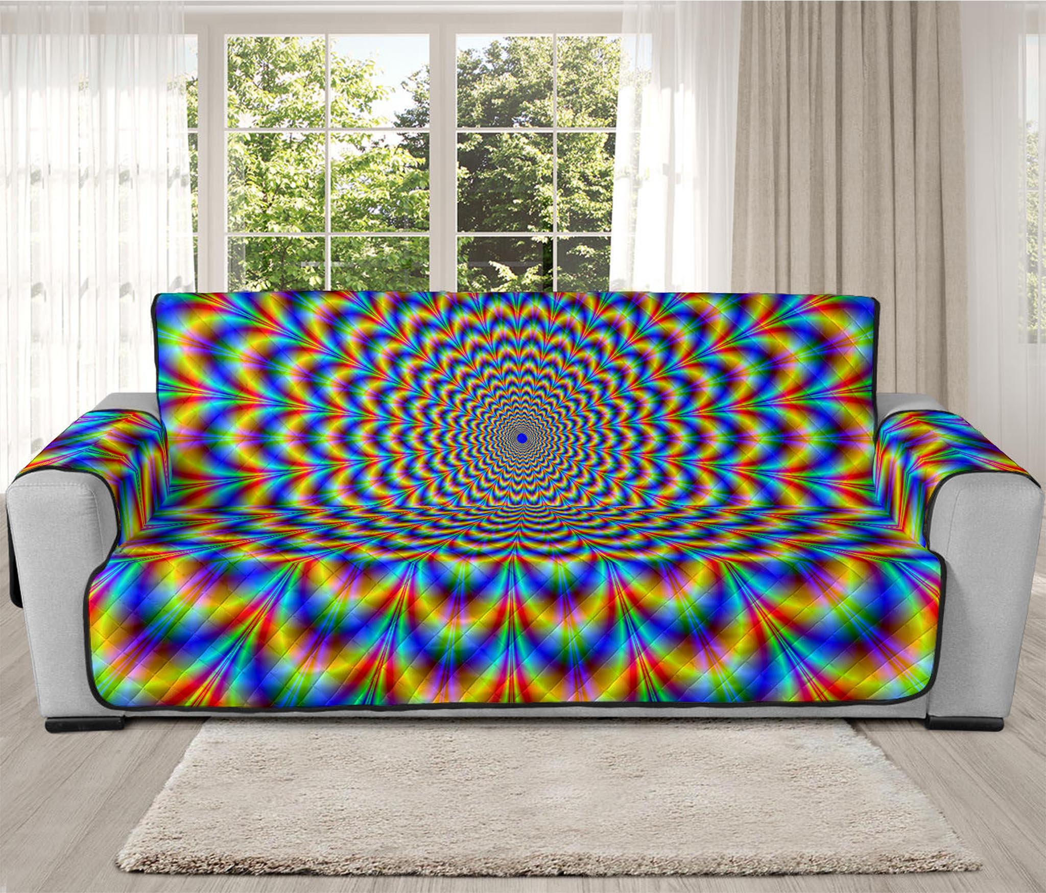 Psychedelic Wave Optical Illusion Oversized Sofa Protector