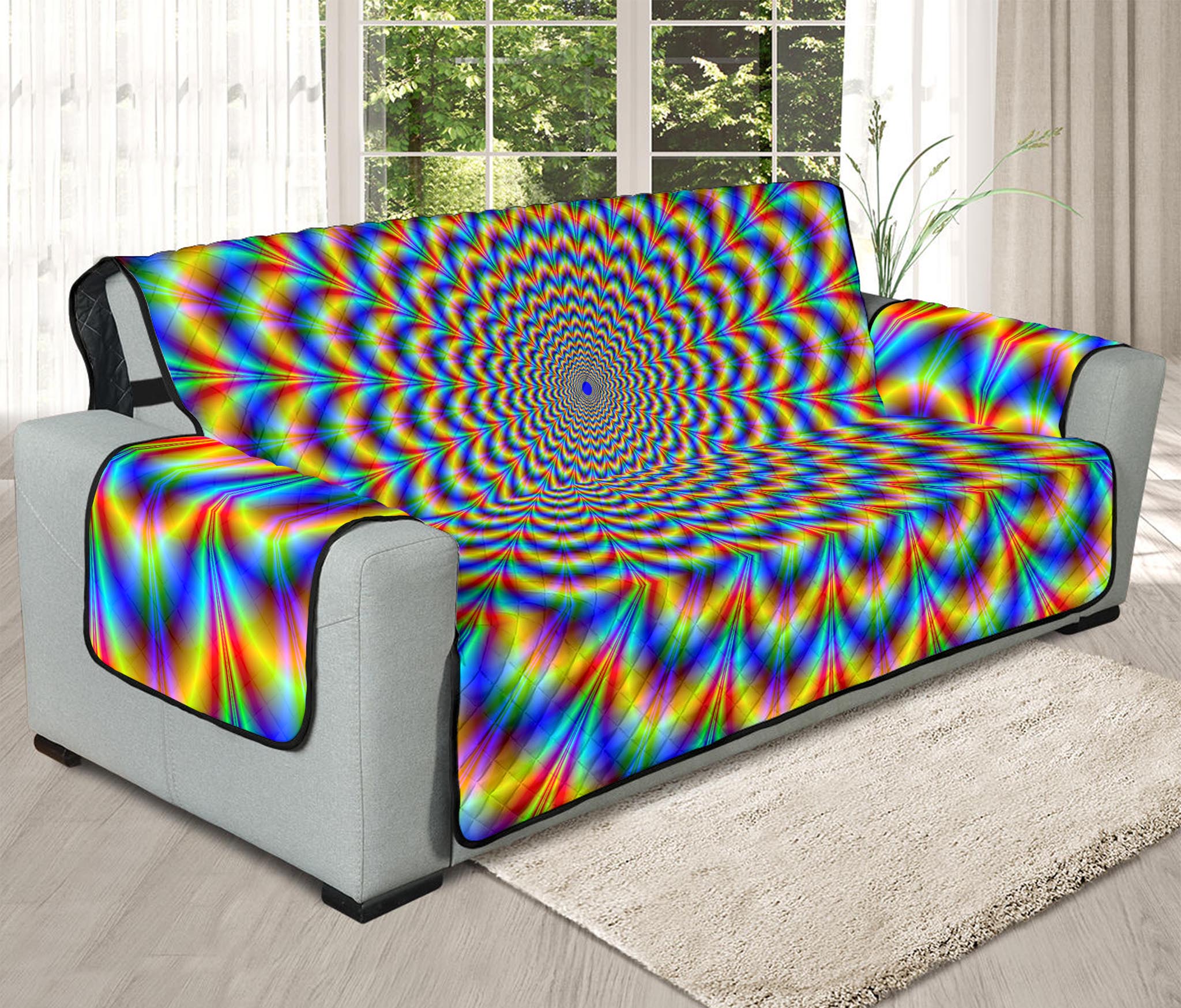 Psychedelic Wave Optical Illusion Oversized Sofa Protector