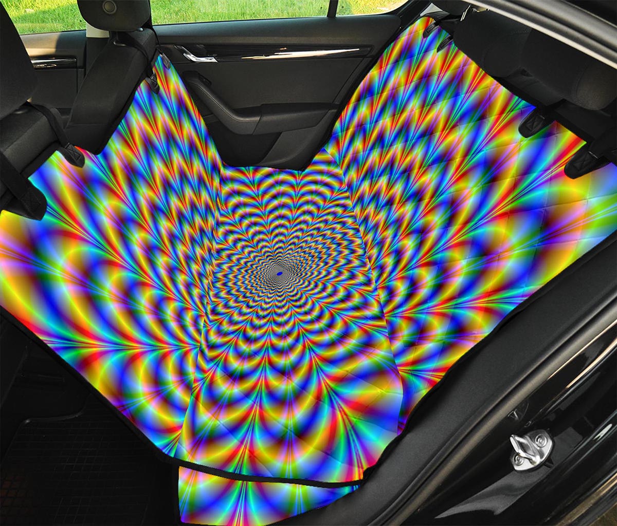 Psychedelic Wave Optical Illusion Pet Car Back Seat Cover