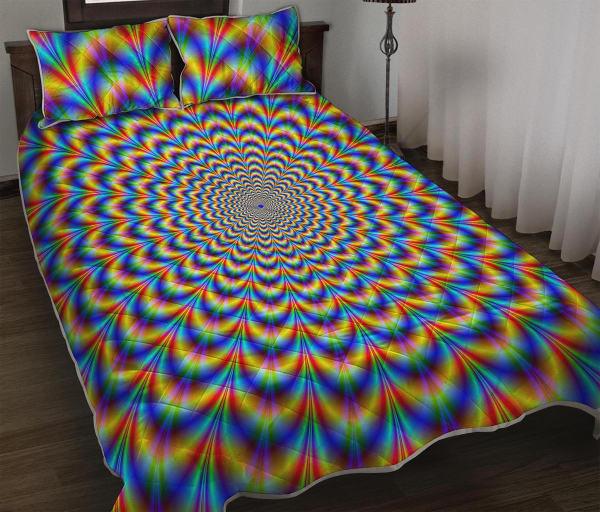 Psychedelic Wave Optical Illusion Quilt Bed Set