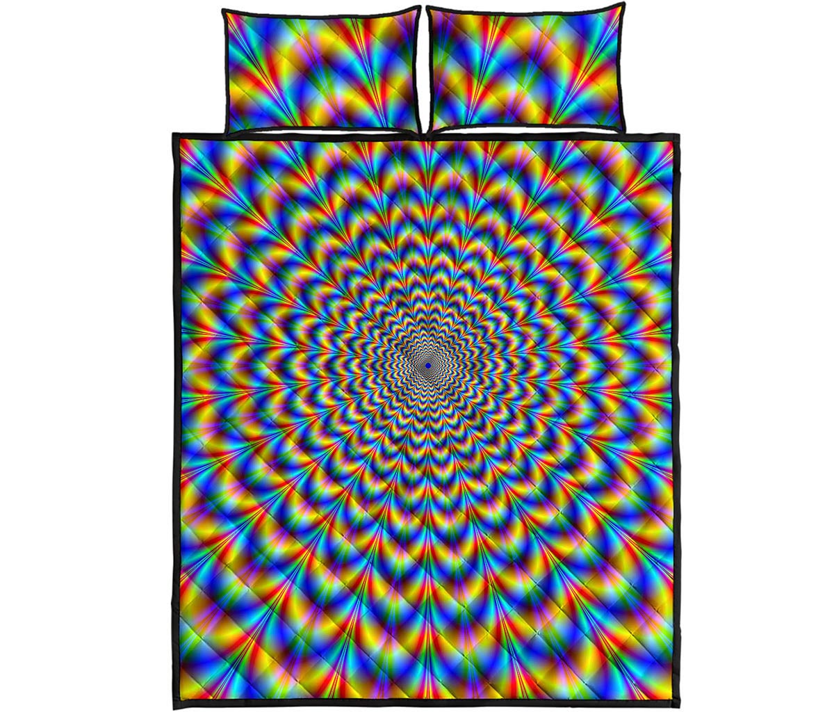 Psychedelic Wave Optical Illusion Quilt Bed Set
