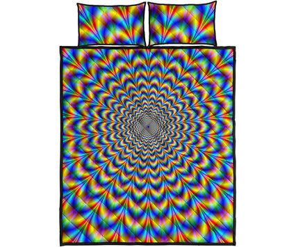 Psychedelic Wave Optical Illusion Quilt Bed Set