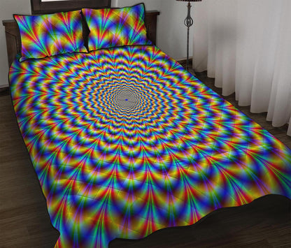 Psychedelic Wave Optical Illusion Quilt Bed Set