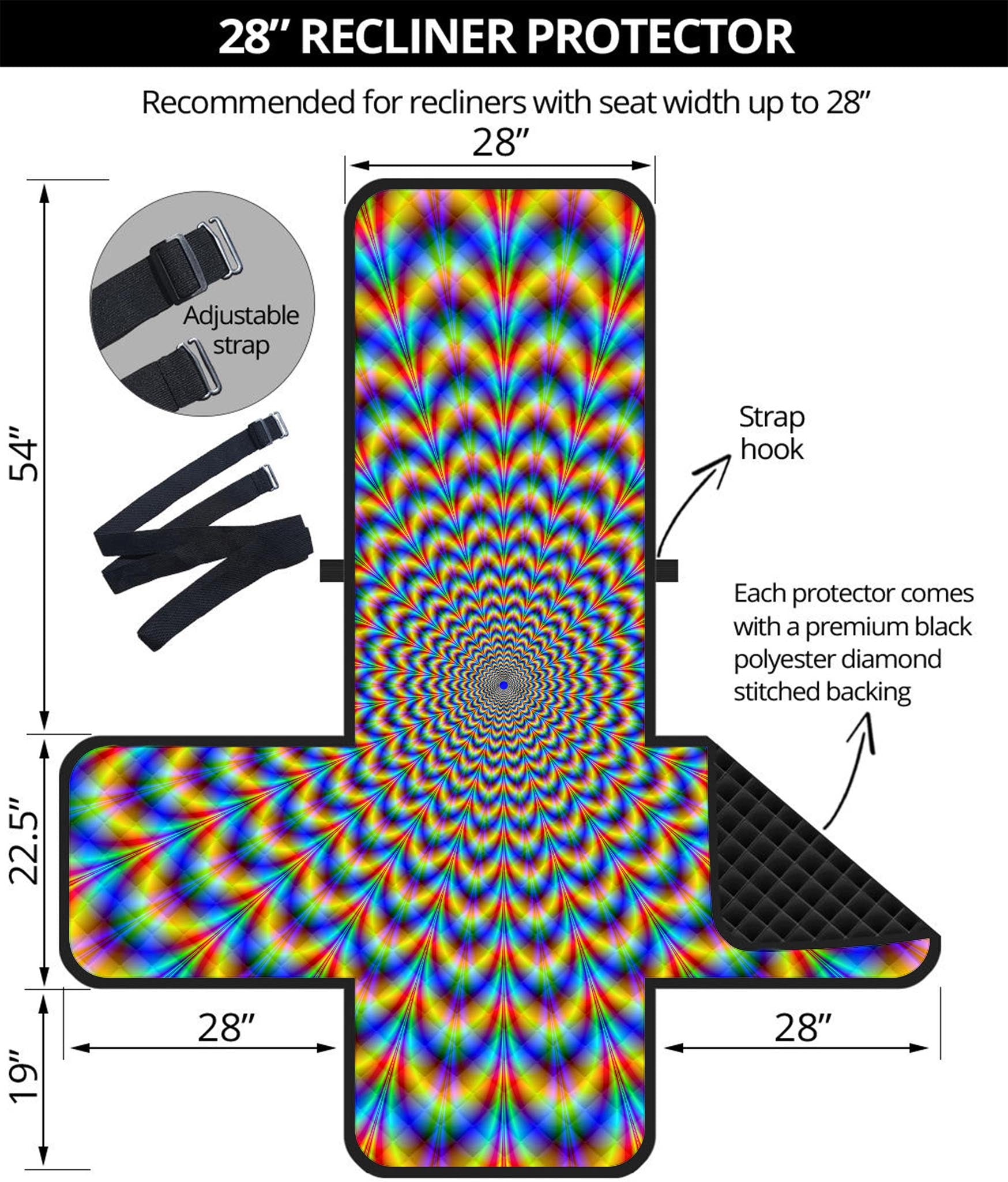 Psychedelic Wave Optical Illusion Recliner Protector