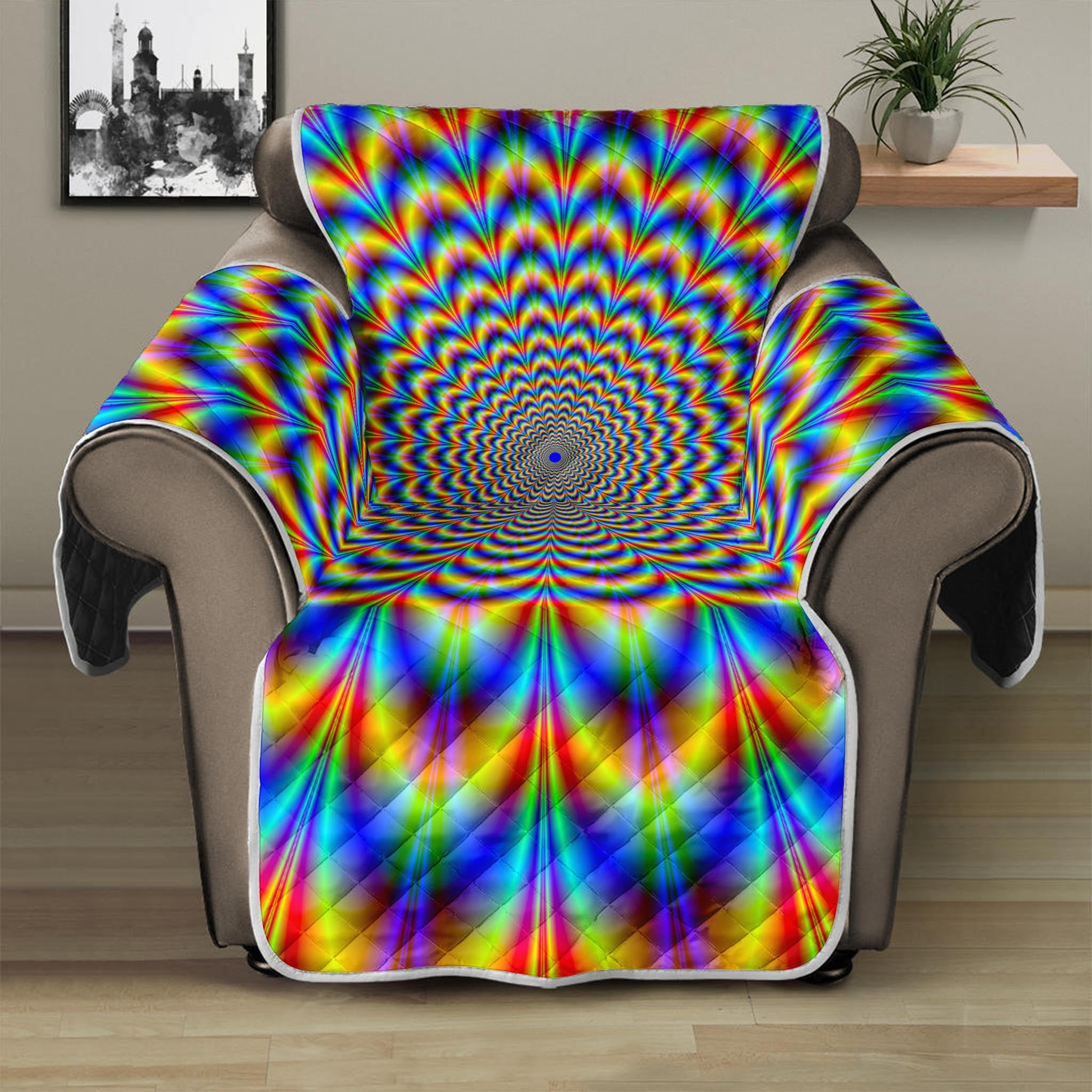 Psychedelic Wave Optical Illusion Recliner Protector