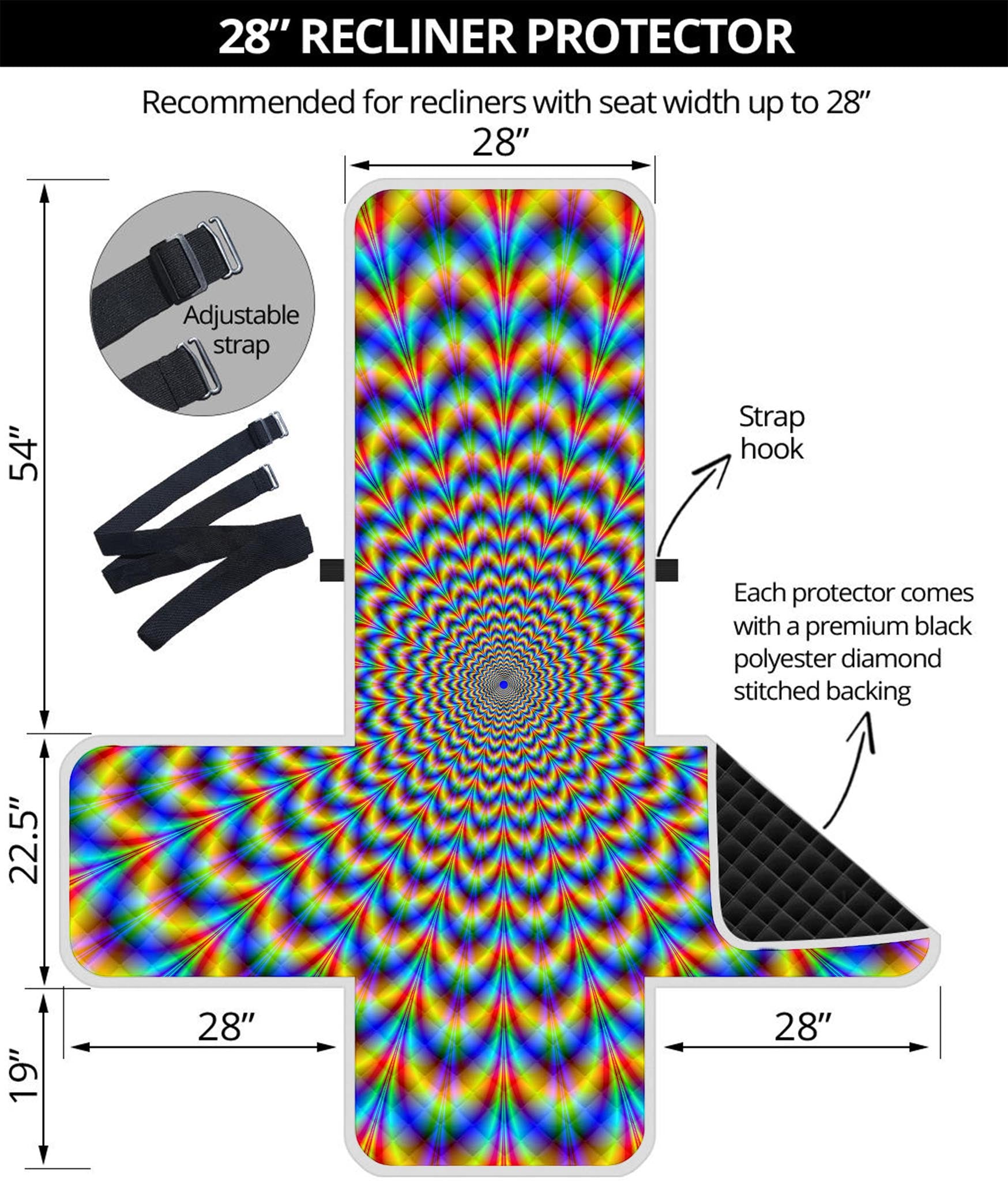 Psychedelic Wave Optical Illusion Recliner Protector