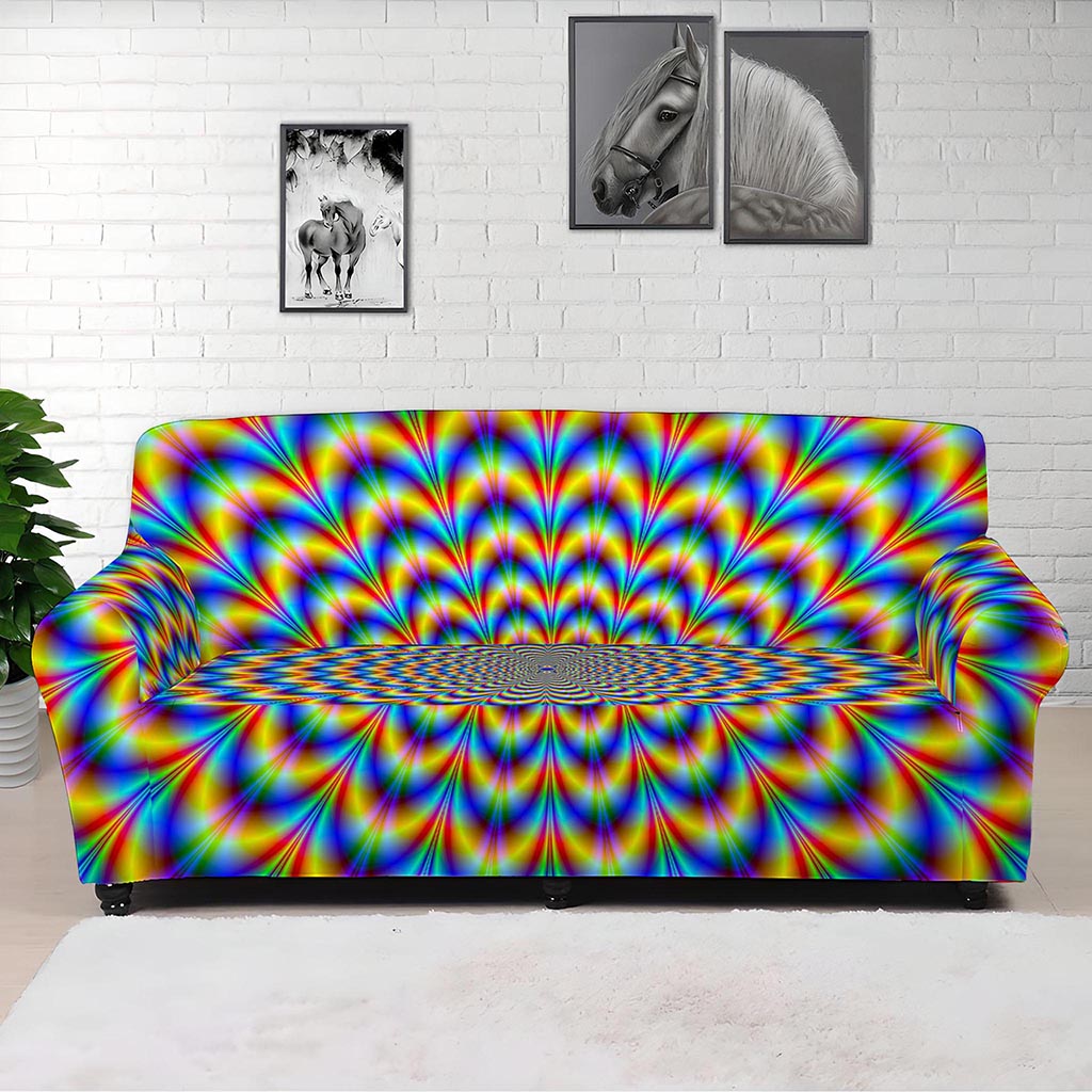 Psychedelic Wave Optical Illusion Sofa Cover