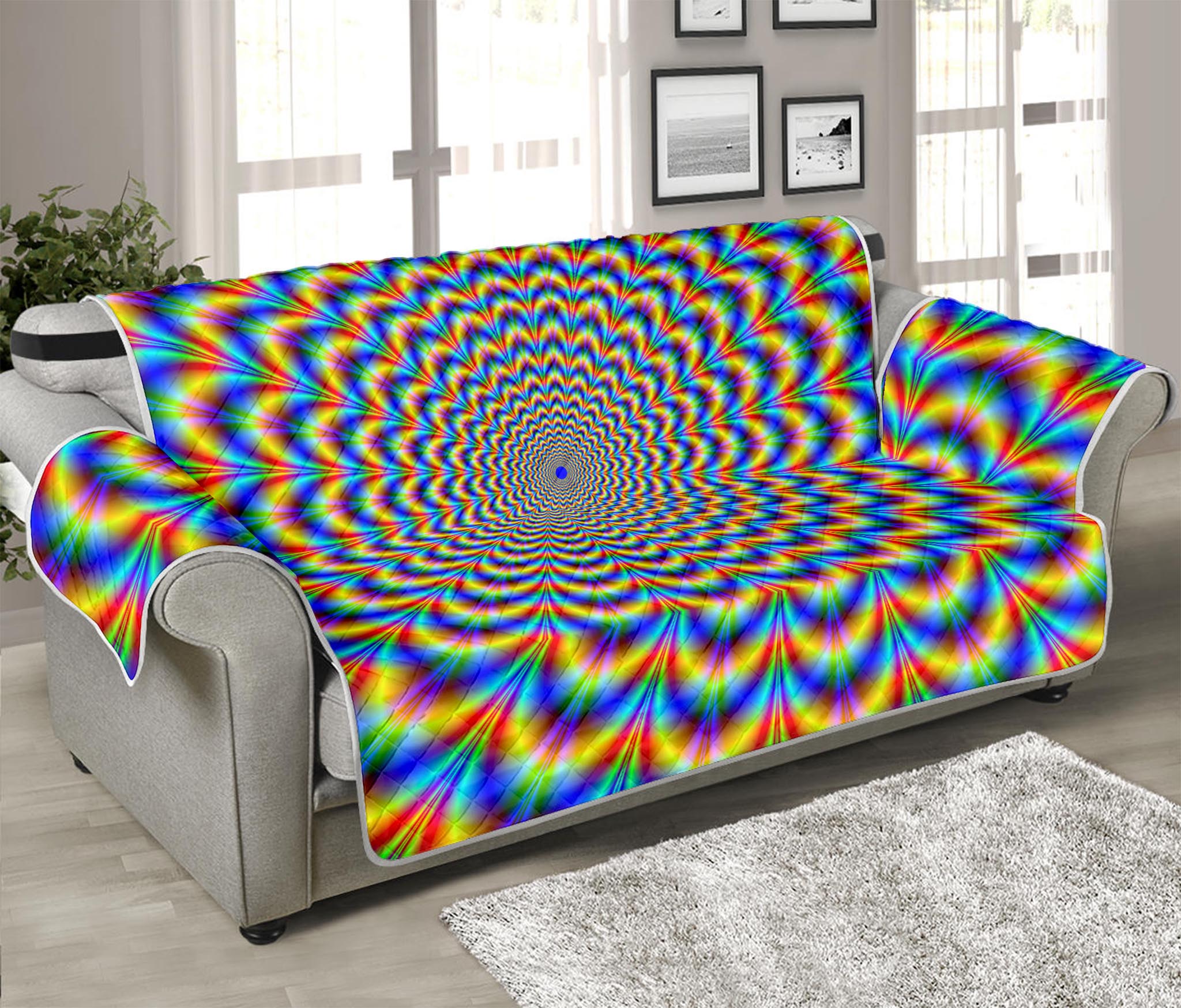 Psychedelic Wave Optical Illusion Sofa Protector