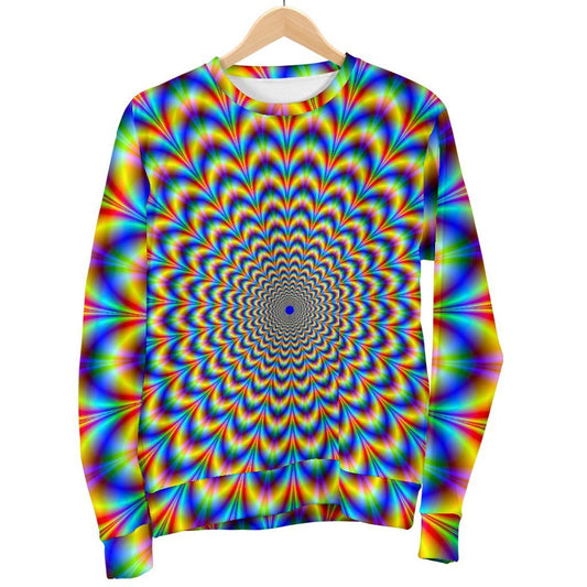 Psychedelic Wave Optical Illusion Women's Crewneck Sweatshirt GearFrost