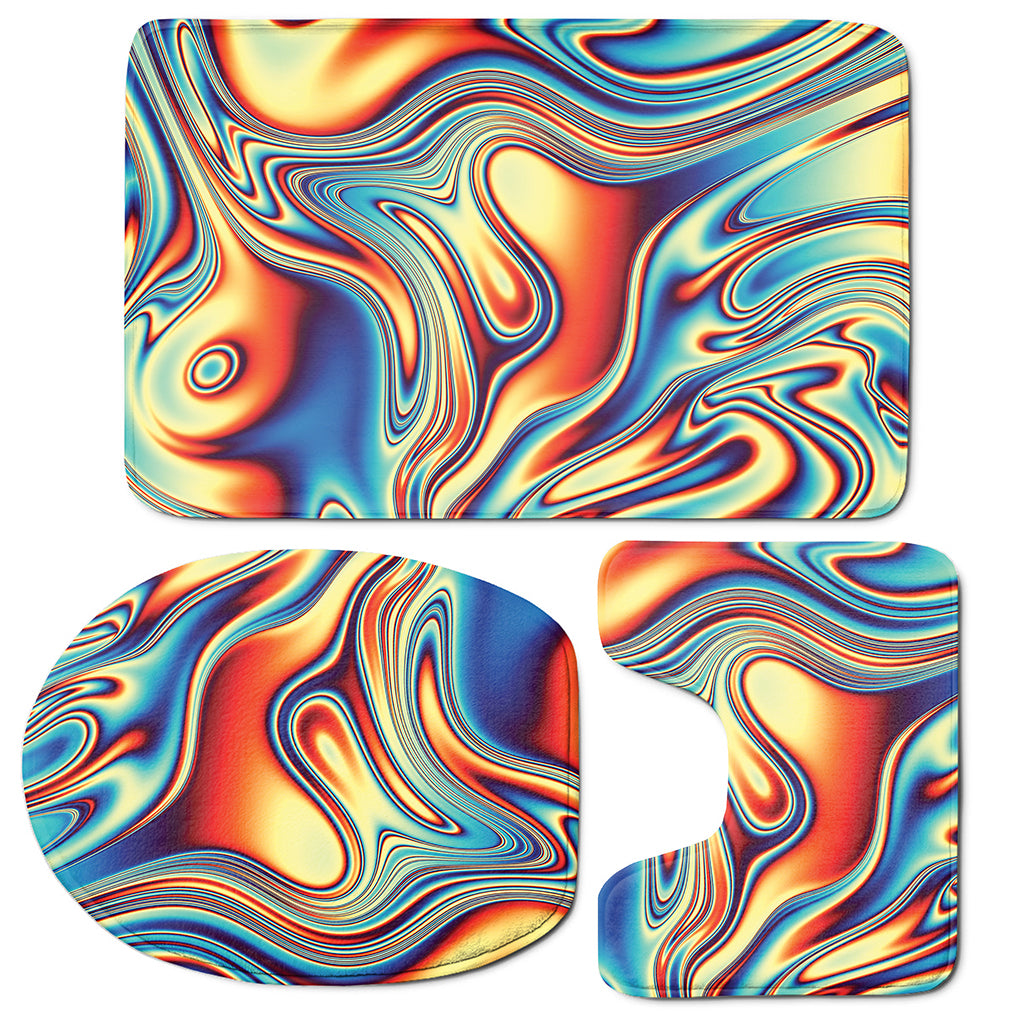Psychedelic Wave Print 3 Piece Bath Mat Set