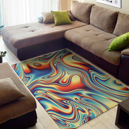 Psychedelic Wave Print Area Rug