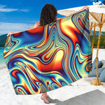 Psychedelic Wave Print Beach Sarong Wrap