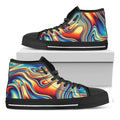 Psychedelic Wave Print Black High Top Sneakers