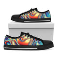 Psychedelic Wave Print Black Low Top Sneakers