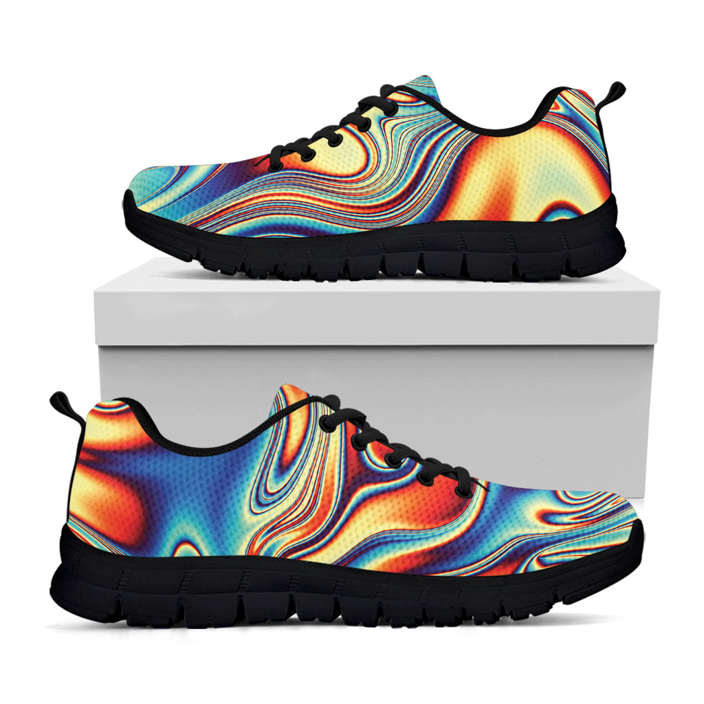 Psychedelic Wave Print Black Sneakers