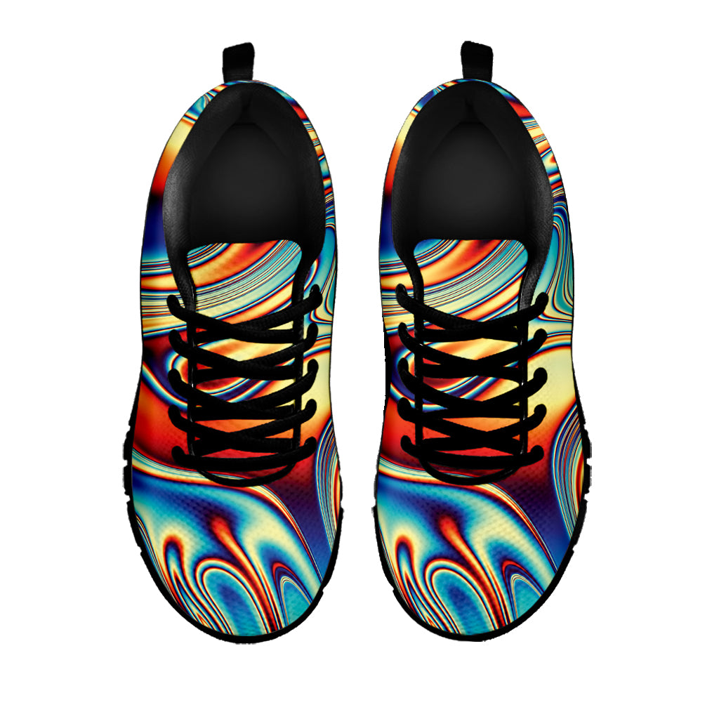 Psychedelic Wave Print Black Sneakers