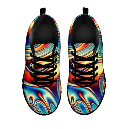 Psychedelic Wave Print Black Sneakers