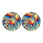 Psychedelic Wave Print Car Coasters