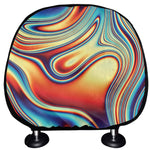 Psychedelic Wave Print Car Headrest Covers