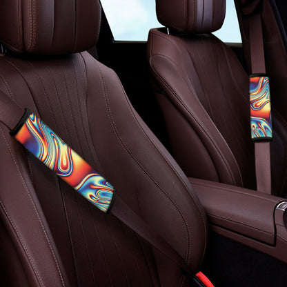 Psychedelic Wave Print Car Seat Belt Covers