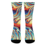 Psychedelic Wave Print Crew Socks