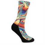 Psychedelic Wave Print Crew Socks