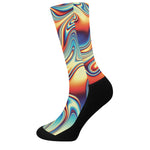 Psychedelic Wave Print Crew Socks