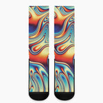 Psychedelic Wave Print Crew Socks