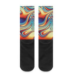 Psychedelic Wave Print Crew Socks