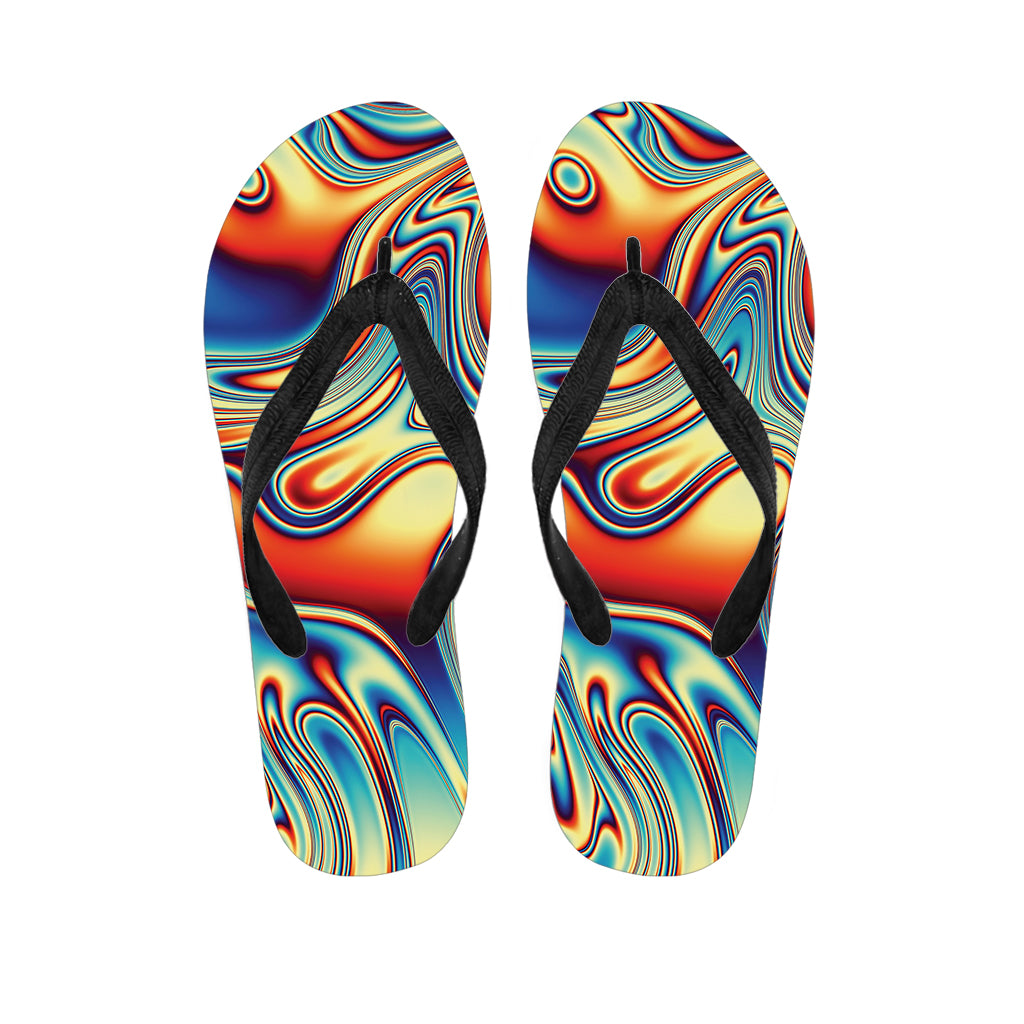 Psychedelic Wave Print Flip Flops