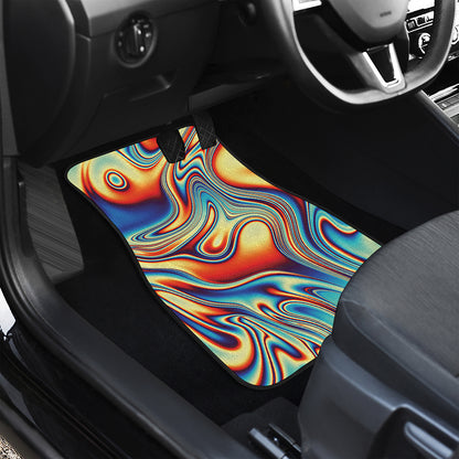 Psychedelic Wave Print Front and Back Car Floor Mats