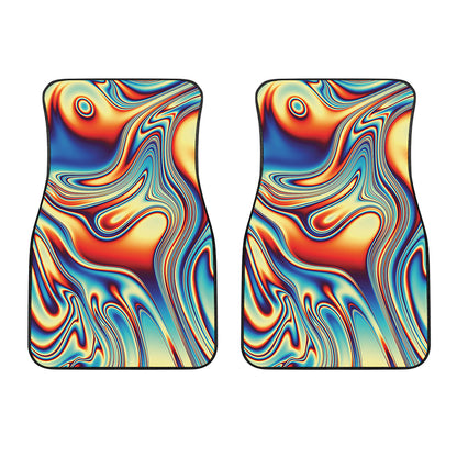Psychedelic Wave Print Front Car Floor Mats
