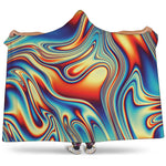 Psychedelic Wave Print Hooded Blanket