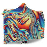 Psychedelic Wave Print Hooded Blanket