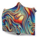 Psychedelic Wave Print Hooded Blanket