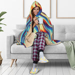 Psychedelic Wave Print Hooded Blanket