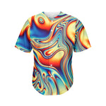 Psychedelic Wave Print Men's Baseball Jersey
