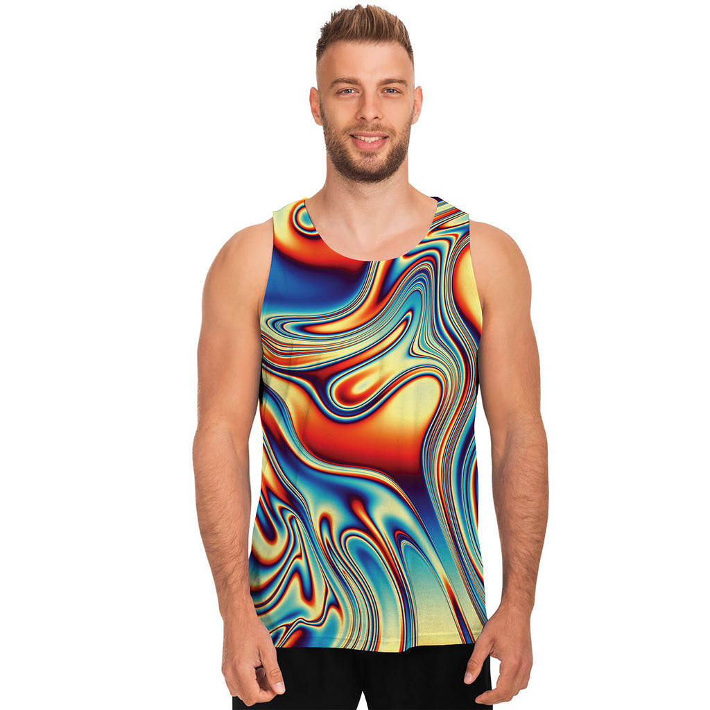 Psychedelic Wave Print Men's Tank Top