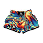 Psychedelic Wave Print Muay Thai Boxing Shorts