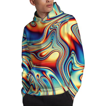 Psychedelic Wave Print Pullover Hoodie