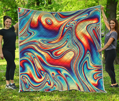 Psychedelic Wave Print Quilt