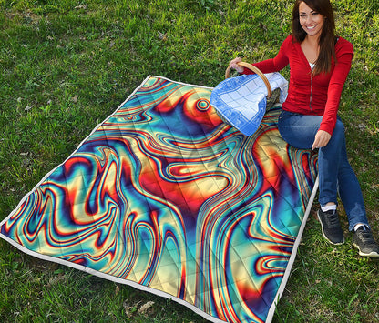 Psychedelic Wave Print Quilt