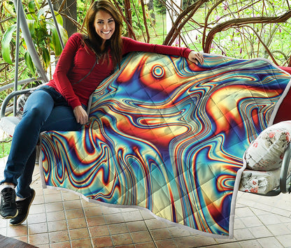 Psychedelic Wave Print Quilt