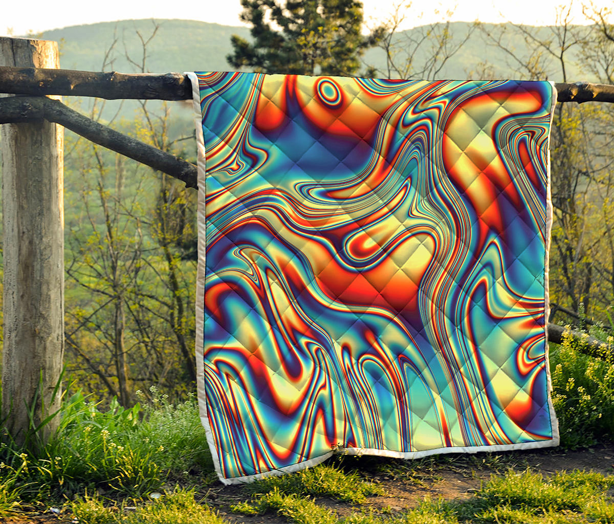 Psychedelic Wave Print Quilt